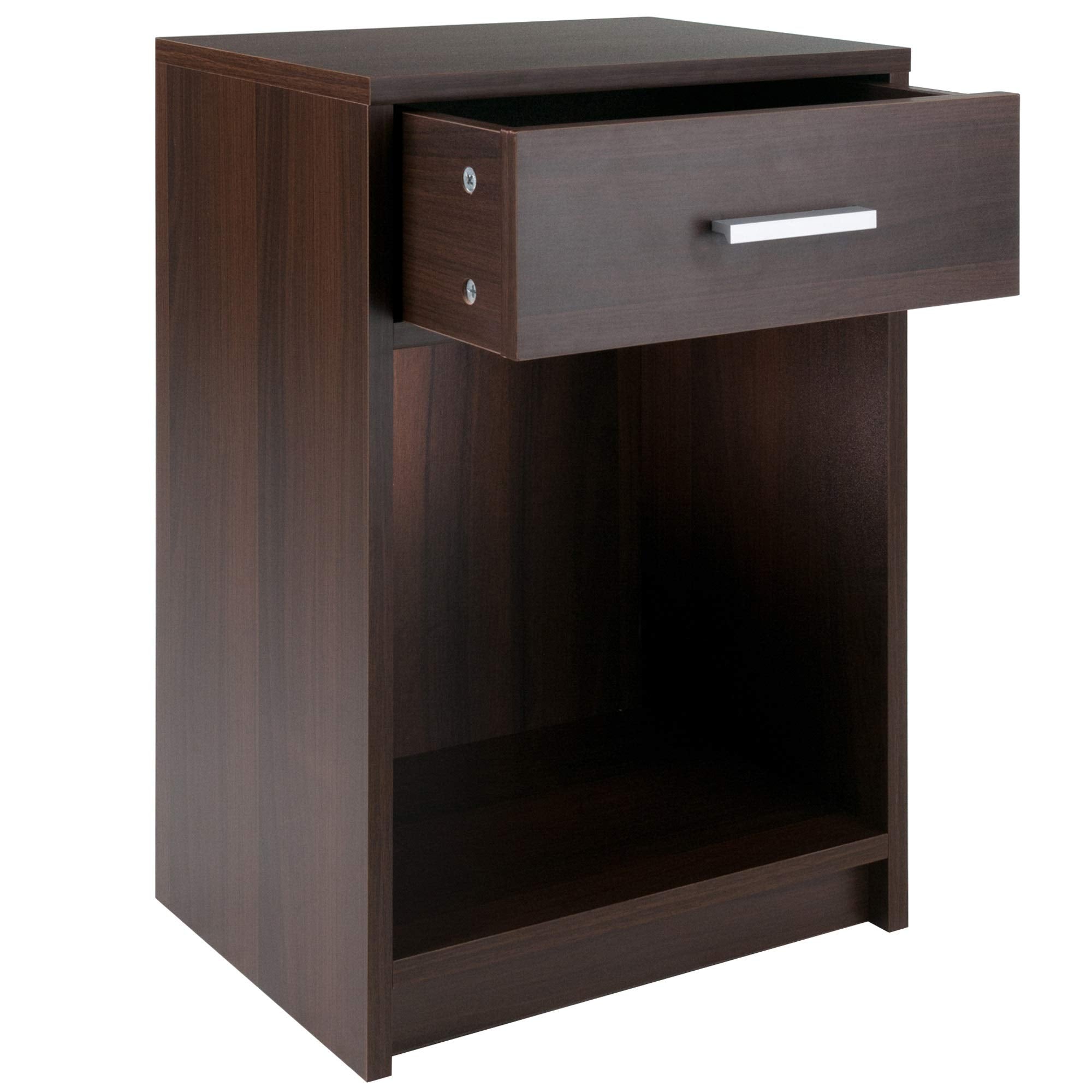 Ergode Deluxe Wood Sasha Accent Table | Sleek Curved Design | Ample Storage | Black Finish | Multiple Finishes Available | Assembly Hardware Included | 20' W x 20' D x 27' H (30115-VV)